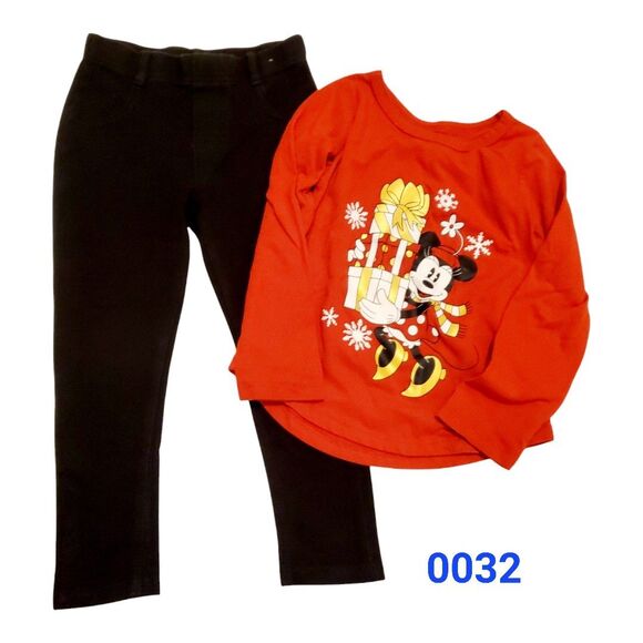Minnie mouse Christmas long sleeve shirt with black leggings Sz 4t - 0032 - Picture 1 of 6